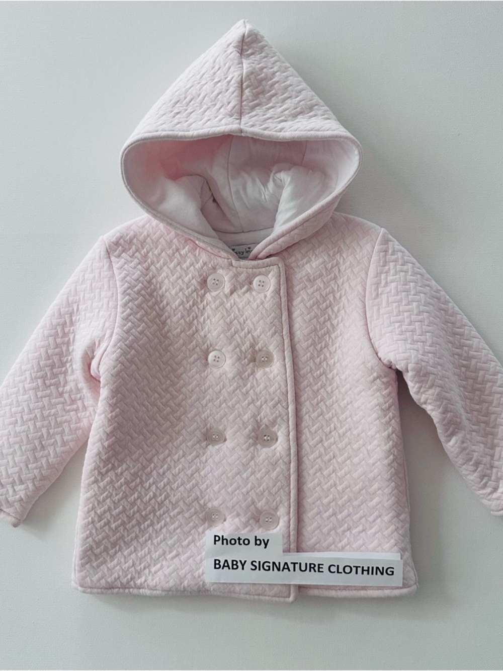 Kissy Kissy 9 Months Baby Girl Light Pink Quilted Hooded Jacket Coat Pima Cotton